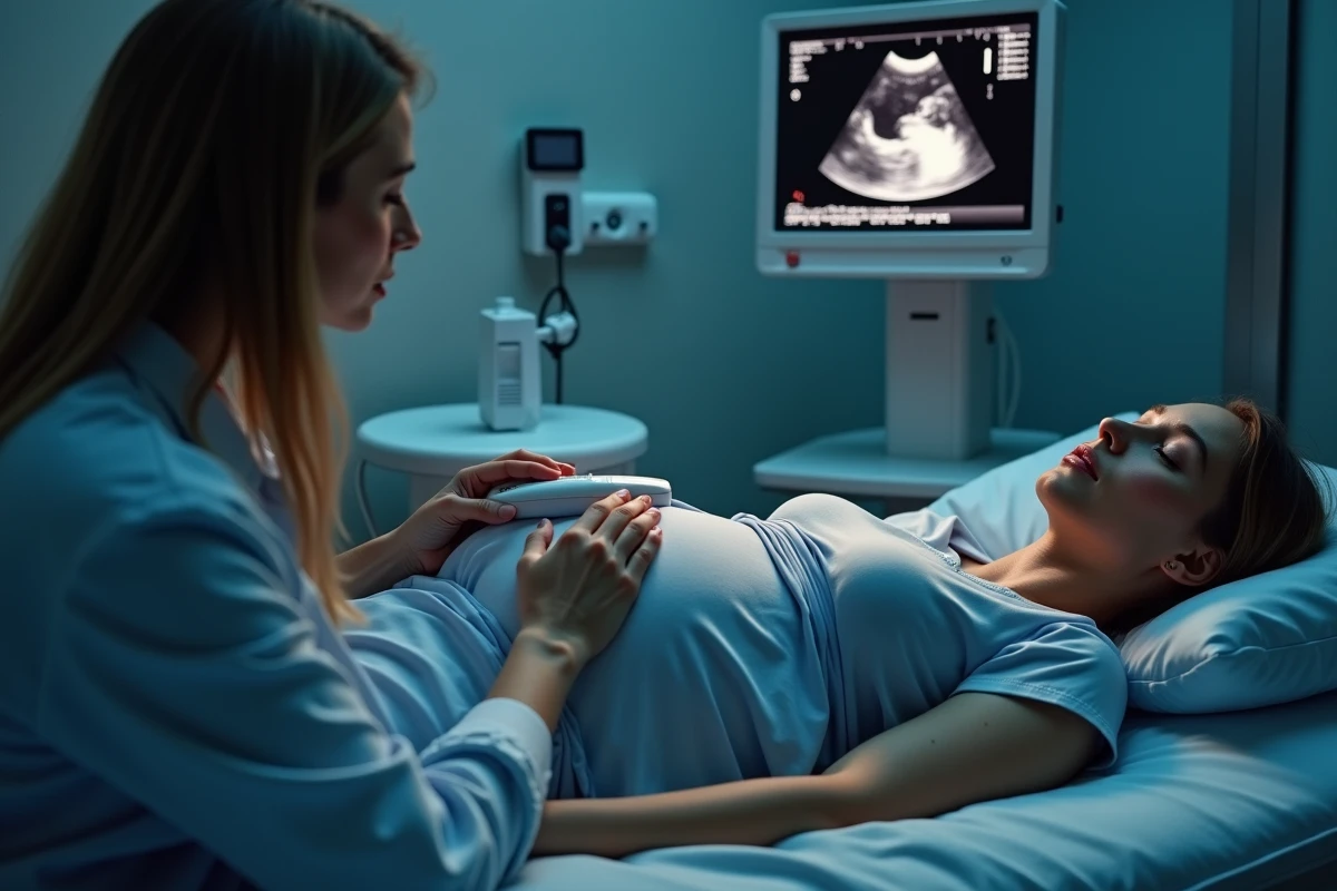 Échographie fœtale chez une femme enceinte suivie pour microalbuminurie élevée