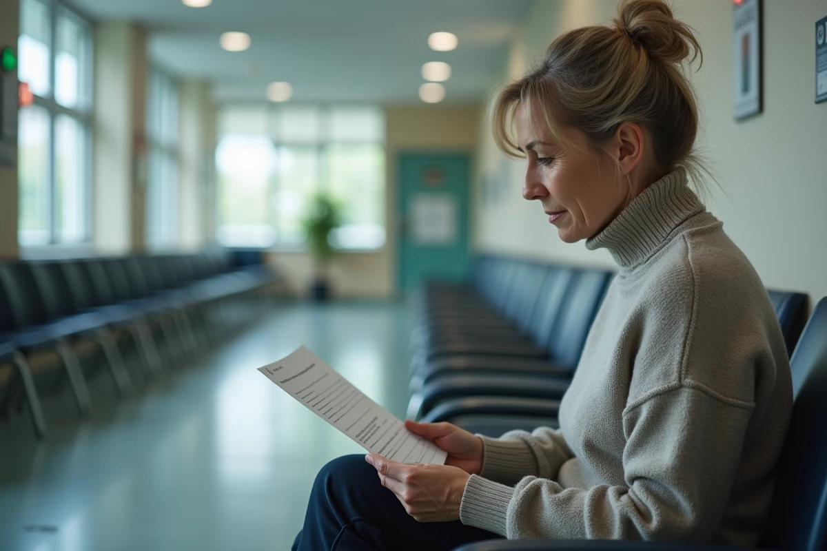 Femme d'âge moyen en attente dans un hôpital