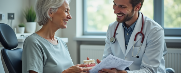 Femme souriante dans une clinique dentaire moderne avec un implant