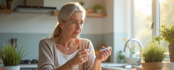 Femme d'âge moyen vérifiant son taux de sucre au glucomètre