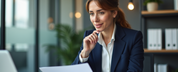 Femme professionnelle en bureau moderne avec documents