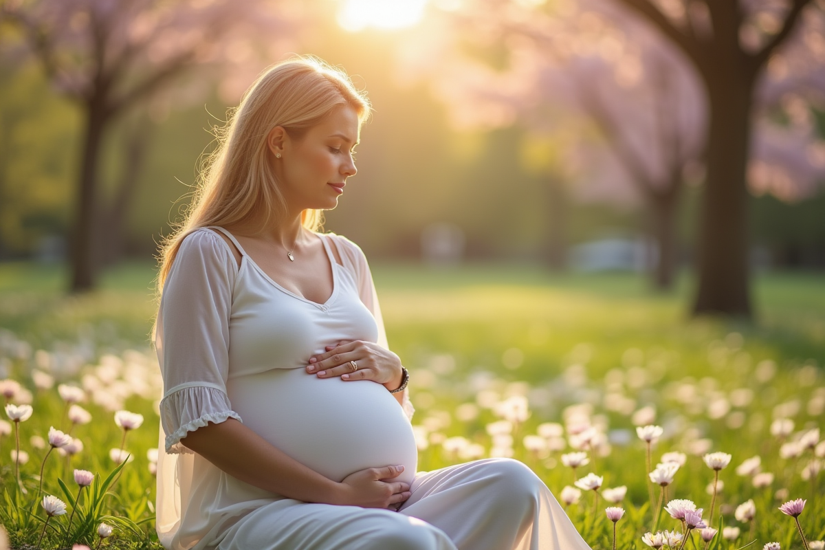 Femme seule dans un parc au printemps