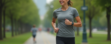 Femme courant dans un parc urbain avec tenue de sport