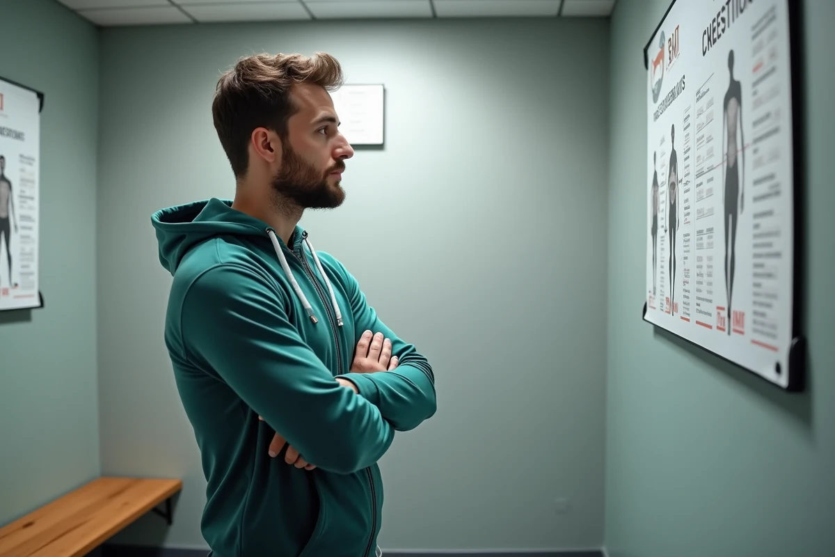 Jeune homme lisant un tableau de santé dans une clinique