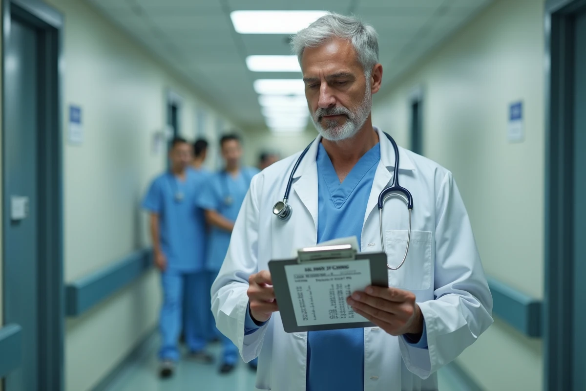 Médecin analysant les résultats d'une prise de sang montrant un taux de potassium bas