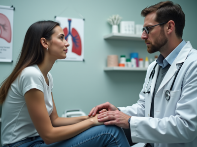 Médecin examinant une jeune femme dans un cabinet moderne