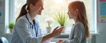 Neurologue pédiatrique réalisant un test cognitif avec un enfant